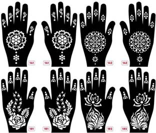 KICKWIX Set of 8 Henna Tattoo Stencil | Mehandi Stencils For Women, Girls & Kids