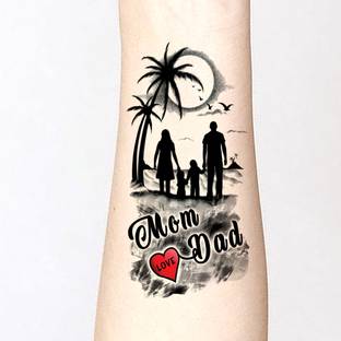 fashionoid Mom Dad Baby Love Holding Hand Waterproof Temporary Tattoo For Boys Girls