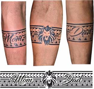 Vanvati mom Dad with Lion Hand Band Tattoo For male And Female Sticker