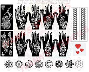 KICKWIX Henna Tattoo Stencil Women Girls Hand Finger Paint Temporary Tattoo (FLORAL)