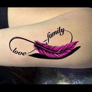fashionoid Family Love Infinity Feather Waterproof Temporary Tattoo For Boys Girls
