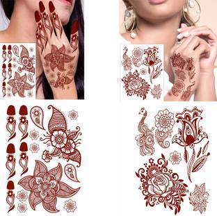 Ordershock Rose Flower Mehndi Henna Tattoo Design Waterproof Women Temporary Body Tattoo