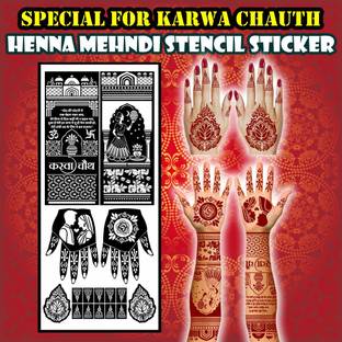 Vanvati Bridal Mehndi Stencil with Karwa Chauth Scene, Romantic Couple