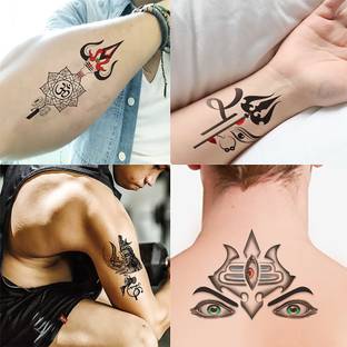 Temporary Tattoowala Shiva Eye Trishul Design Combo Pack of 4 Men Women Temporary Tattoo