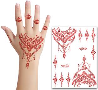TATMODS Mandala Rings Mehndi Henna Temporary Waterproof Body Tattoo For Women and Girls