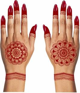 voorkoms Flower Henna Mehndi Back Side Tattoo Waterproof For Girls Body Sticker