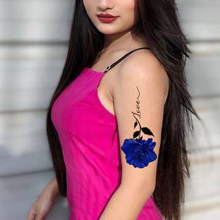 stylizeink Blue Rose Love Design Temporary Tattoo For Waterproof Tattoo For Men and Woman