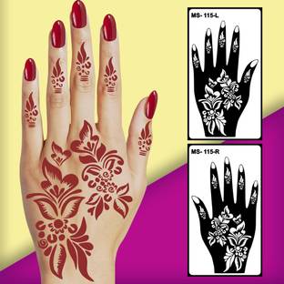 Ordershock Elegant Look Mehndi Stencil Sheet with Rich Designs One Set For Both Hand
