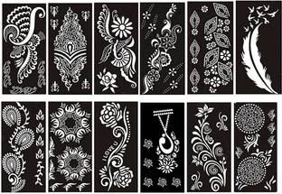 KICKWIX Henna Tattoo Stencil Women Girls Hand Finger Paint Temporary Tattoo