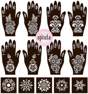 APCUTE mehandi stencil for full hand 13pc set | Mehndi Stencil Sticker for Full Hand