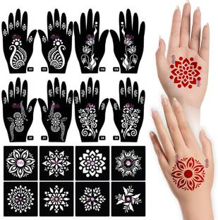 किकविक Henna Tattoo Stencil Women Girls Hand Finger Paint Temporary