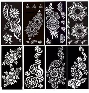 SADIKSHA Henna Mehendi Stencil Self-Adhesive Flower Floral Design Henna Tattoos Stencils