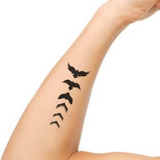 voorkoms Fly Birds with Black Tattoo Waterproof For Boys and Girls Temporary Body Tattoo