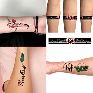 surmul Surmul Wrist tattoo Mom Dad infinity Pack of 4 Temporary Tattoo (2x4 Inch)