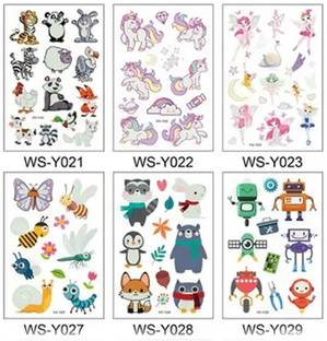 Scheibe 6 Sheets Temporary Tattoos Sticker Kids Glow Kids Temporary Tattoos Unicorn Toy