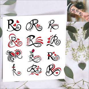 Vanvati R Letter With Wings And Heart Temporary Tattoo