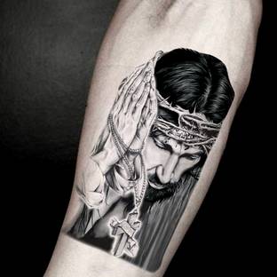 fashionoid Jesus Christ With Cross Waterproof Temporary Tattoo For Boys Girls Men Women