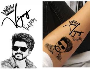 voorkoms Actor Vijay Tattoo Temporary Stickers For Male And Female Fake Tattoo Waterproof