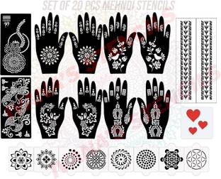 KICKWIX Henna Tattoo Stencil Women Girls Hand Finger Paint Temporary Tattoo (FLORAL)