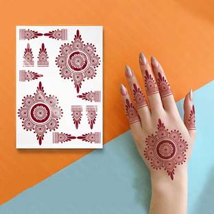 voorkoms Circle Design Henna Mehndi Termporary Tattoo Stiker For Girls & Women Tattoo