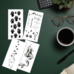 Ordershock Cat Paw, Pisces Zodiac, Smile Art Temporary Tattoo For Male & Female Waterproof