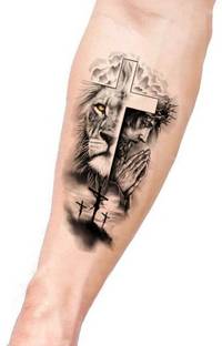 stylizeink Jesus With Lion Temporary Tattoo For Waterproof Tattoo For Men and Woman