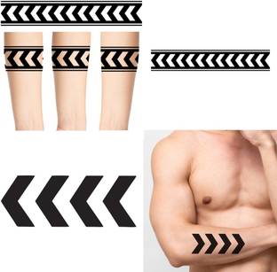TATMODS Tatmods Black Full Arm Arrow Round Hand Band With Arrow Design Temporary Tattoo