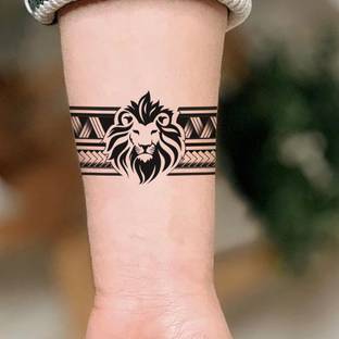 Temporary Tattoowala Lion Tribal Full Hand Band Round Tattoo Waterproof Temporary Body Tattoo