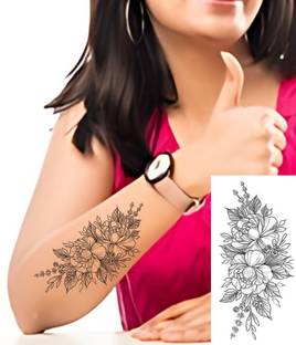 stylizeink Rose With Leaf Line Tattoo Waterproof Temporary Body Tattoo Boys Girls