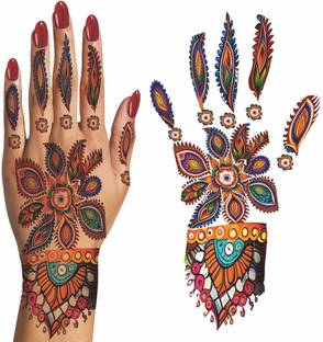 Ordershock Colorful Mehndi Flower Elegance Exquisite Tattoo for Women Colorful Mehndi