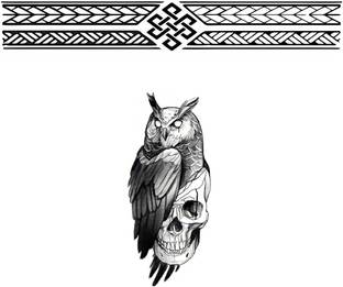 stylizeink Modern Men Round Hand Band With Owl Skull Black