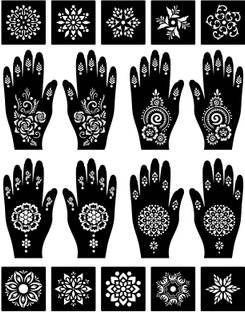 Skyble Henna Tattoo Mehandi Stencil For Female hands bridal, Mehendi Design Sticker