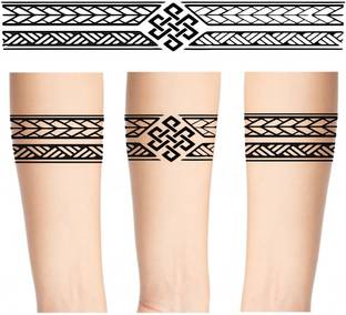 TATMODS Tatmods Forearm Black Modern Mix Round Hand Band Waterproof Temporary Tattoo