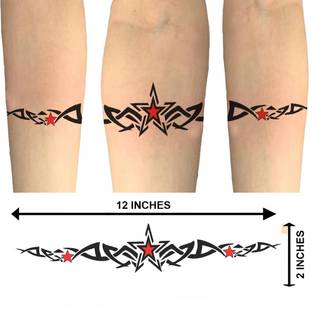 surmul Red Tribal Star Temporary Sticker Tattoos,