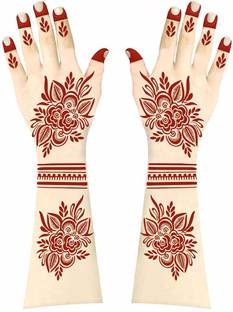 careone gallery Arabic Mehandi Art Stickers 1 Piece For Both Hands With Henna Cone