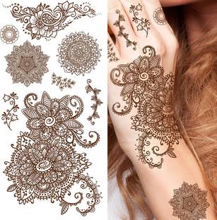 voorkoms feel realistic mehndi color on hand for wedding parties instant