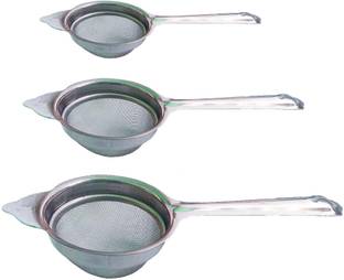 Kitchwish Stainless Steel Tea Strainer Channi Set of 3 Pcs (7, 8.5, 9.5 CM) Tea Strainer