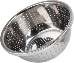 BHAJANSHREE Rice Washer Bowl Stainless Steel (28CM WITH Handle) Strainer Tea Strainer
