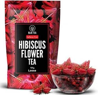 BLUE TEA Hibiscus Flower Herbal Tea Caffeine Free Used for Iced Tea Cocktails, Mocktail & Syrups (100 Cups, 100g) Hibiscus Herbal Tea Mason Jar