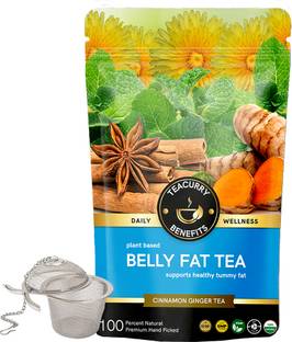 TEACURRY Belly Fat Tea (1 Month, 100 Grams) + Infuser - Help with Belly Fat, Water Weight Cinnamon Herbal Tea Pouch