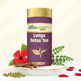 freshville Lungs Detox Brew Helps Quit Smoking And Clean Lungs with Moringa and hibiscus Green Tea Tin