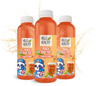 Hello Healthy Sugar Free Peach Iced Tea | Cool Refreshing Drink | Ready to Drink Peach Iced Tea Plastic Bottle