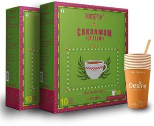 INDICUP Cardamom Tea Premix/Elaichi Tea Premix/Refreshing Taste PACK of 2 Cardamom Instant Tea Pouch