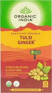 ORGANIC INDIA Ginger, Tulsi Tea Bags Box