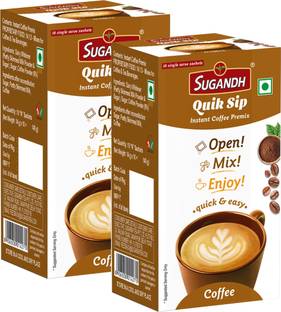 Sugandh Quik Sip Instant Coffee Premix-Single Serve Sachets-2 Boxes of 10 Sachets each Instant Tea Box
