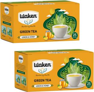 Waken Pack of 2 Lemon & Honey Green Tea – 50 Tea Bags Green Tea Pouch