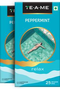 TE-A-ME Pack of 2 ( 2 X 25 = 50 Tea Bags ) Peppermint Infusion Tea Bags Box