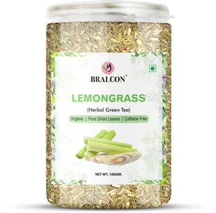 BRALCON Organic Lemongrass Herbal Green Tea Leaves - 100g | Whole Leaf Tea| 100% Natural Lemon Grass Herbal Tea Plastic Bottle