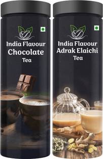 India Flavour Adrak Elaichi & Chocolate Chai Combo – Café-Style Flavoured Tea at Home Ginger, Cardamom, Chocolate Black Tea Plastic Bottle
