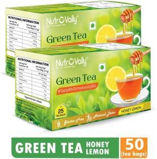 NutroVally Honey for weight loss with Premium tea leaves Honey, Lemon Green Tea Bags Box